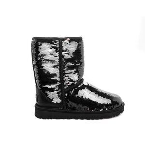 UGG Women's Shinny Black Classic Short Sequin Ankle Winter Boot Size 8